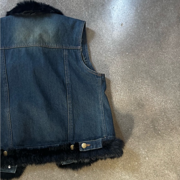 Y2K Vintage Denim Rabbit Fur Vest - Picture 6 of 6
